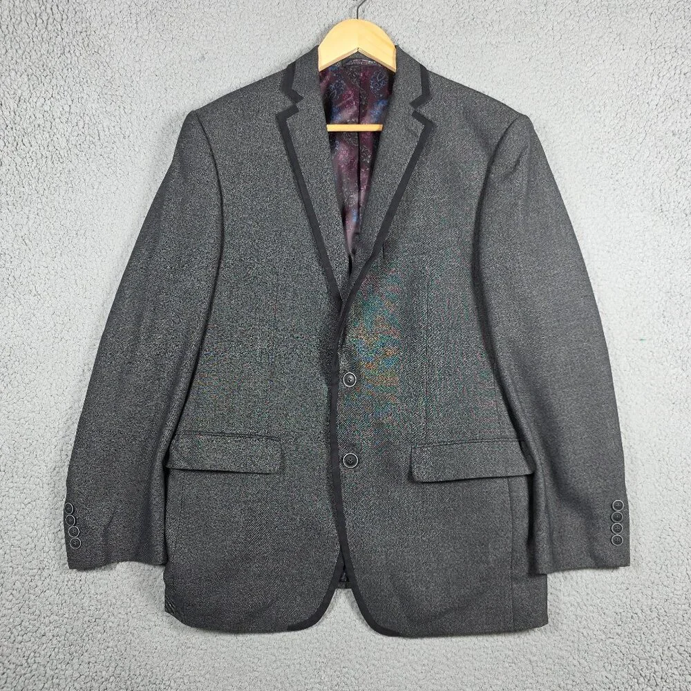 Van Heusen Sport Coat Mens Size 40R Charcoal Tweed Slim Fit 2 Button Blazer